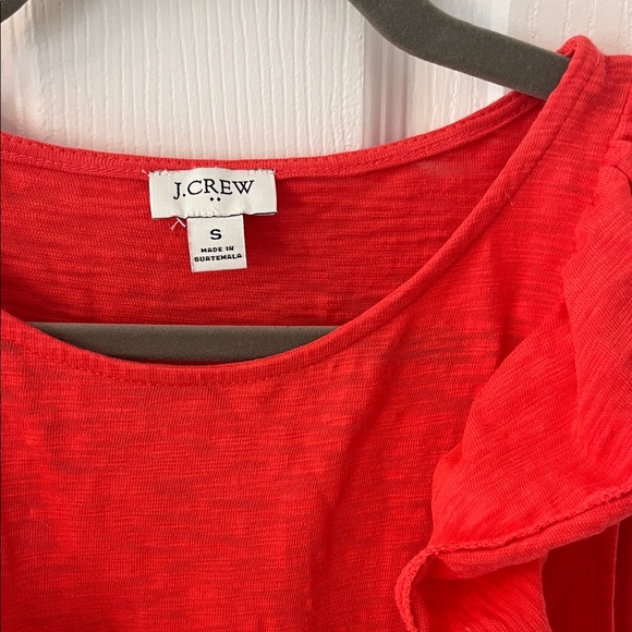 J. Crew Red Midi Dress with Ruffle Sleeves - Picture 2 of 2